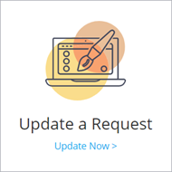 Professional Services Request site shows the Update A Request section