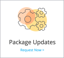 Professional Services Request site shows the Package Updates section