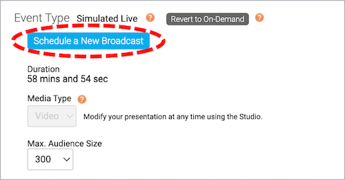 Schedule Broadcast button circled